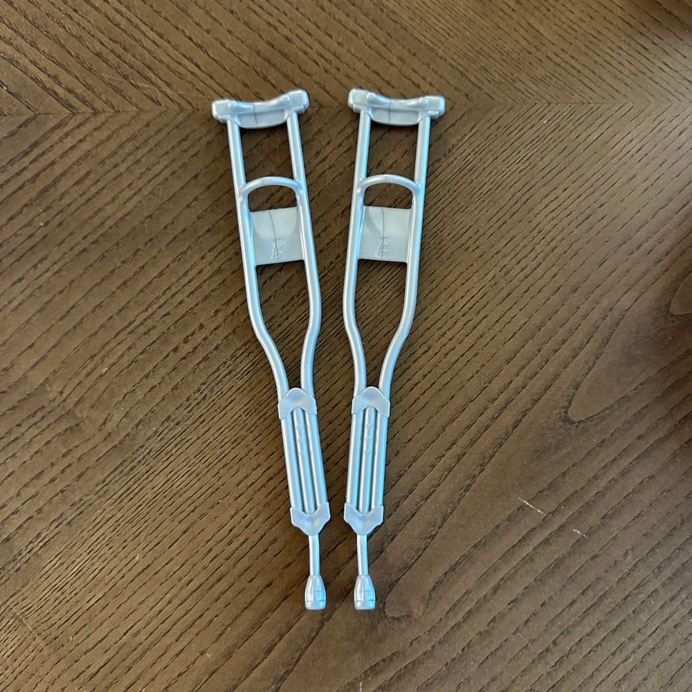 Barbie Doll Silver Crutches Pair Medical Accessories Replacement Parts B Logo